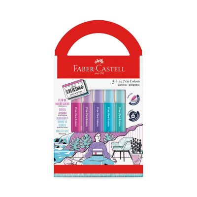 Caneta Hidrocor Fine Pen 5 Cores Com Cheiro Relaxa e Reequilibra Faber Castell