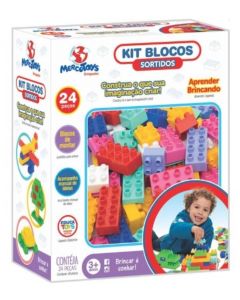 Kit Blocos Sortidos Para Montar 24 Peças 301 Marco Toys